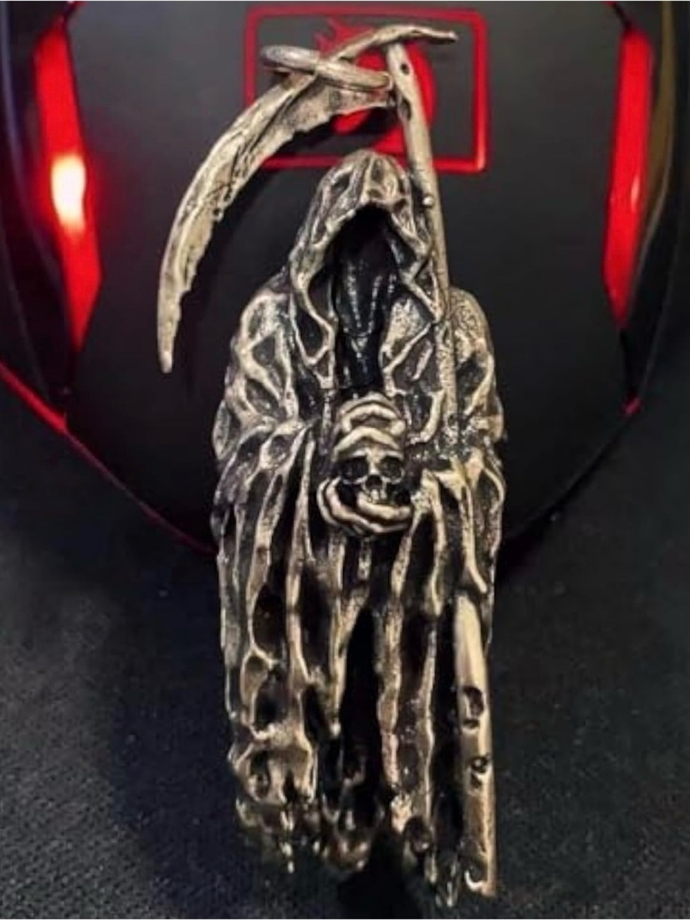 Men's Silver Grim Reaper Pendant Necklace - Gothic Hooded Skull Pendant